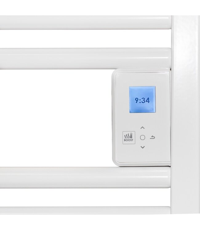 BELRAD Handdoekradiator Elektrisch Dahlia Wit 1590x500mm 1750 Watt digitale thermostaat programmeerbaar en blower (RAL9016)