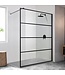 FABRIECIO Inloopdouche Monza 90x200cm Zwart Mat Raster Easy Clean 8mm veiligheidsglas Aluminuim profiel Nano-Coating