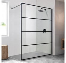 Inloopdouche Monza 100x200cm Zwart Mat Raster Easy Clean 8mm veiligheidsglas Aluminuim profiel Nano-Coating