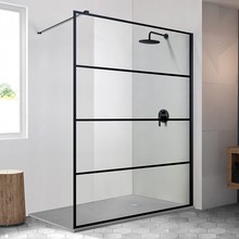 Inloopdouche Monza 100x200cm Zwart Mat Raster Easy Clean 8mm veiligheidsglas Aluminuim profiel Nano-Coating