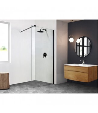 FABRIECIO Inloopdouche Verona 100x200cm Zwart Profiel Easy Clean 8mm Veiligheidsglas Nano-Coating