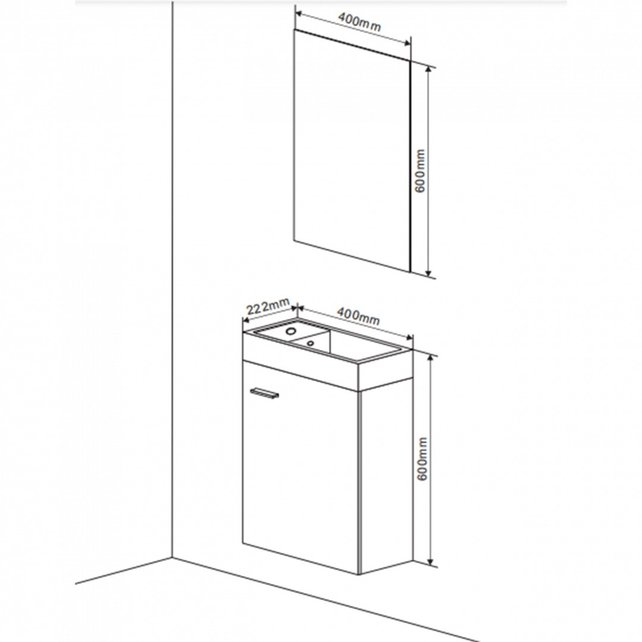 Fonteinkast Compleet Set Dahlia Grijs incl Spiegel kraangat Links/Rehts 40x22x60cm Fonteinkast Compleet Set Dahlia Grijs incl Spiegel kraangat Links/Rehts 40x22x60cm