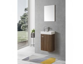 Fonteinkast Compleet Set Dahlia Havanna Wood incl Spiegel kraangat Links/Rehts 40x22x60cm