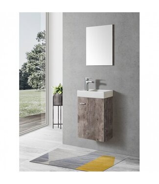 FABRIECIO Fonteinkast Compleet Set Dahlia Stone incl Spiegel kraangat Links/Rehts 40x22x60cm