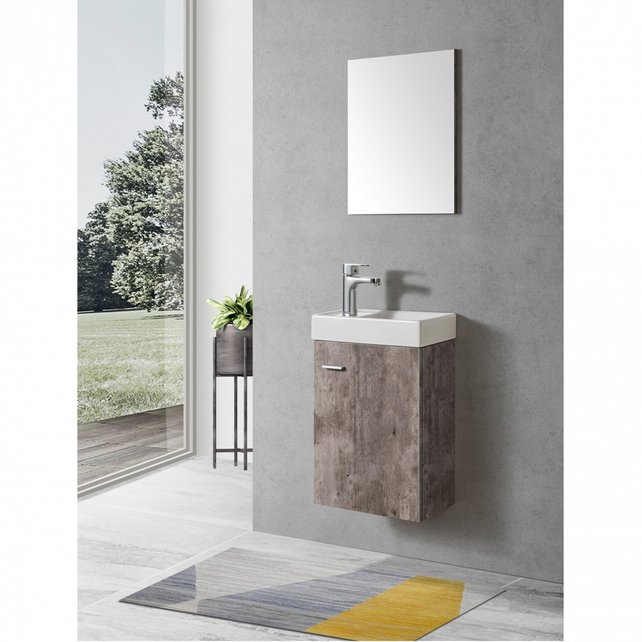 Fonteinkast Compleet Set Dahlia Stone incl Spiegel kraangat Links/Rehts 40x22x60cm