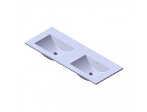Wastafel Parijs 120x46x3cm Wit Hoogglans zonder Kraangat Keramiek