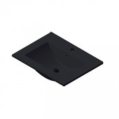 Wastafel Parijs 60x46x3cm Mat Zwart met Kraangat Keramiek Wastafel Parijs 60x46x3cm Mat Zwart met Kraangat Keramiek