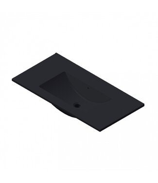 FABRIECIO Wastafel Parijs 90x46x3cm Mat Zwart zonder kraangat Keramiek