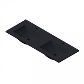 Wastafel Parijs 120x46x3cm Mat Zwart met kraangat Keramiek Dubbele wastafel Wastafel Parijs 120x46x3cm Mat Zwart met kraangat Keramiek Dubbele wastafel