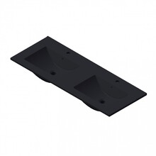 Wastafel Parijs 120x46x3cm Mat Zwart met kraangat Keramiek Dubbele wastafel