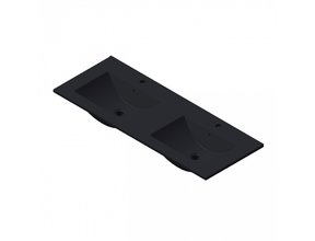 Wastafel Parijs 120x46x3cm Mat Zwart met kraangat Keramiek Dubbele wastafel