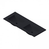 Wastafel Parijs 120x46x3cm Mat Zwart zonder kraangat Keramiek Dubbele wastafel