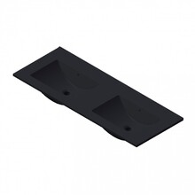 Wastafel Parijs 120x46x3cm Mat Zwart zonder kraangat Keramiek Dubbele wastafel