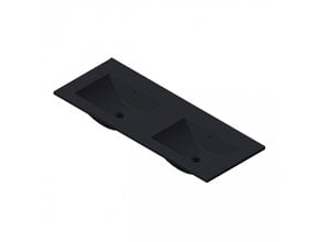 Wastafel Parijs 120x46x3cm Mat Zwart zonder kraangat Keramiek Dubbele wastafel