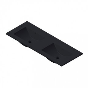 Wastafel Parijs 120x46x3cm Mat Zwart zonder kraangat Keramiek Dubbele wastafel