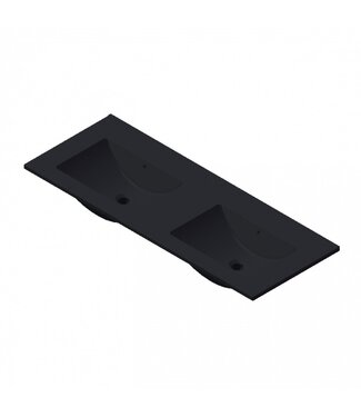 FABRIECIO Wastafel Parijs 120x46x3cm Mat Zwart zonder kraangat Keramiek Dubbele wastafel