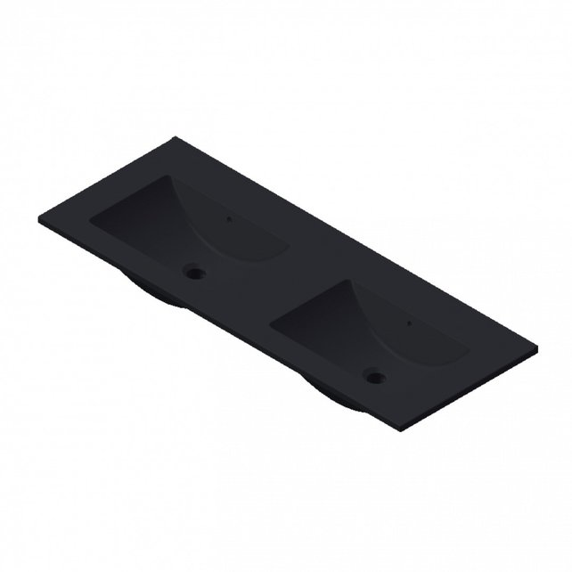 Wastafel Parijs 120x46x3cm Mat Zwart zonder kraangat Keramiek Dubbele wastafel