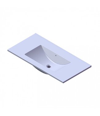 FABRIECIO Wastafel Parijs 90x46x3cm Wit Hoogglans zonder Kraangat Keramiek