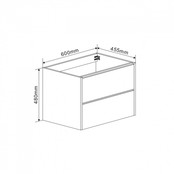 Badkamermeubel Onderkast Dahlia Grijs 60x46x48cm 2 lades softclose