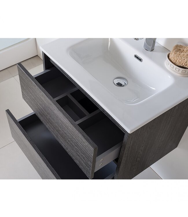 FABRIECIO Badkamermeubel Onderkast Dahlia Grijs 60x46x48cm 2 lades softclose