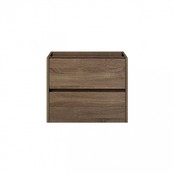 Badkamermeubel Onderkast Dahlia Havanna Wood 60x45x48cm Hangend Greeploos 2 Lades Softclose