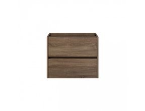 Badkamermeubel Onderkast Dahlia Havanna Wood 60x45x48cm Hangend Greeploos 2 Lades Softclose