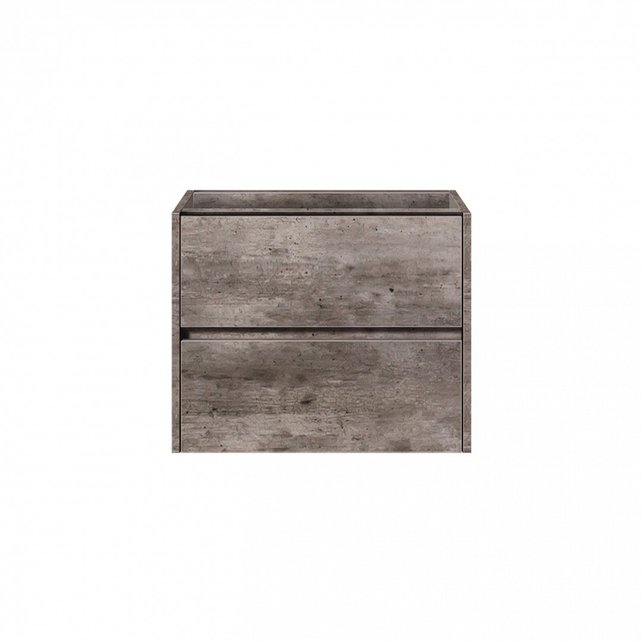 Badkamermeubel Onderkast Dahlia Stone 60x45x48cm Beton Grijs Hangend Greeploos 2 Lades Softclose