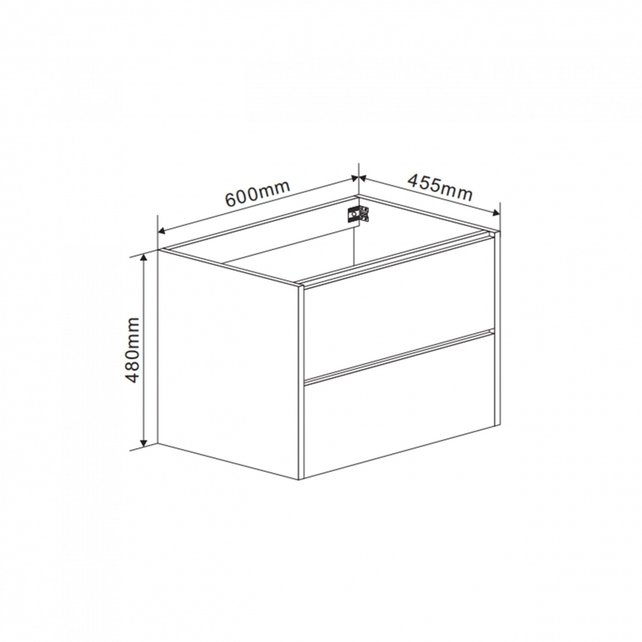 Badkamermeubel Onderkast Dahlia Stone 60x45x48cm Beton Grijs Hangend Greeploos 2 Lades Softclose