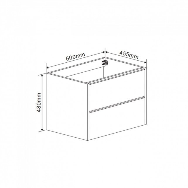 Badkamermeubel Onderkast Dahlia Diamond 60x45x48cm Zwart 2 lades softclose