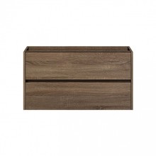 Badkamermeubel Onderkast Dahlia Havanna Wood 90x45x48cm Hangend Greeploos 2 Lades Softclose
