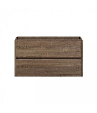 FABRIECIO Badkamermeubel Onderkast Dahlia Havanna Wood 90x45x48cm Hangend Greeploos 2 Lades Softclose
