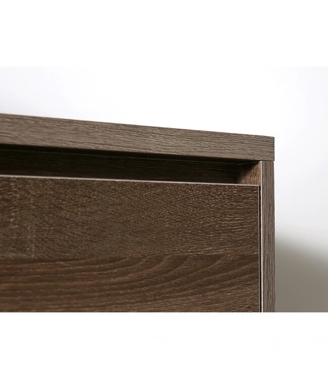 FABRIECIO Badkamermeubel Onderkast Dahlia Havanna Wood 90x45x48cm Hangend Greeploos 2 Lades Softclose