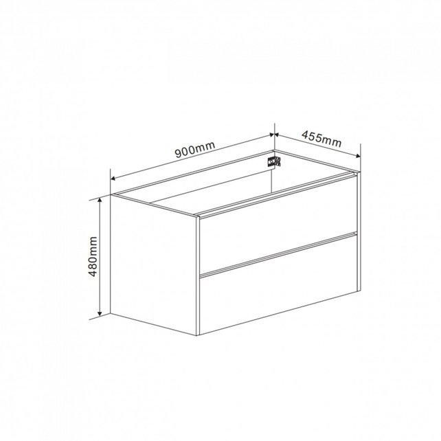 Badkamermeubel Onderkast Dahlia Havanna Wood 90x45x48cm Hangend Greeploos 2 Lades Softclose