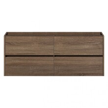 Badkamermeubel Onderkast Dahlia Havanna Wood 120x45x48cm Hangend Greeploos 4 Lades Softclose
