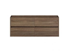 Badkamermeubel Onderkast Dahlia Havanna Wood 120x45x48cm Hangend Greeploos 4 Lades Softclose