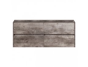 Badkamermeubel Onderkast Dahlia Stone 120x45x48cm Beton Grijs Hangend Greeploos 4 Lades Softclose