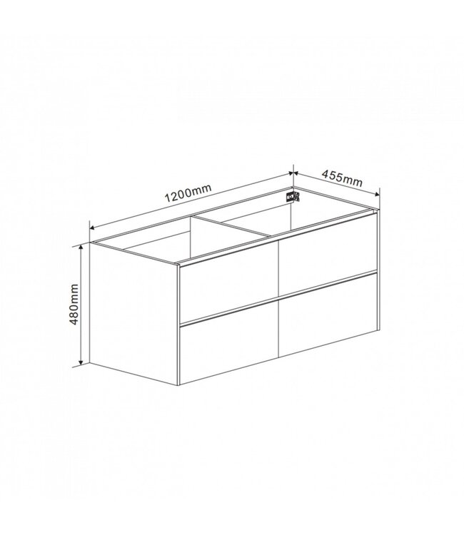 FABRIECIO Badkamermeubel Onderkast Dahlia Diamond 120x45x48cm Zwart 4-lades softclose