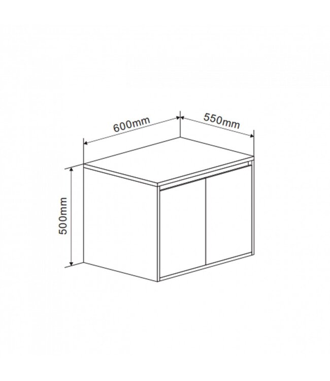FABRIECIO Badkamermeubel Dahlia Wit 60x55x50cm Topblad Zonder Kraangat Hangend Greeploos 1 kast Softclose