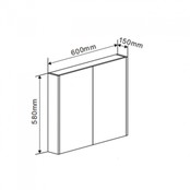 Spiegelkast Dahlia Diamond 60x58x15cm Zwart 2-deurs met legplanken