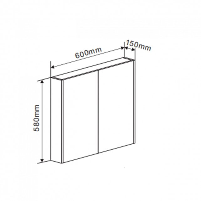 Spiegelkast Dahlia Diamond 60x58x15cm Zwart 2-deurs met legplanken