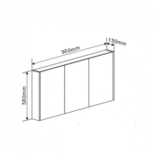Spiegelkast Dahlia Grijs 90x60x15cm 3 deurs met legplanken Spiegelkast Dahlia Grijs 90x60x15cm 3 deurs met legplanken