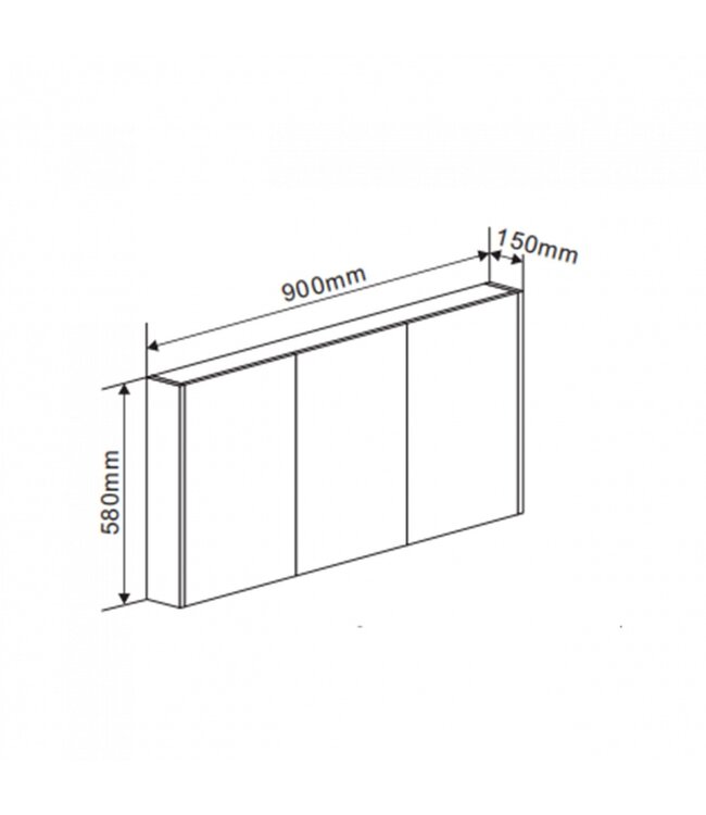 FABRIECIO Spiegelkast Dahlia Havanna Wood 90x60cm 3 deurs met legplanken