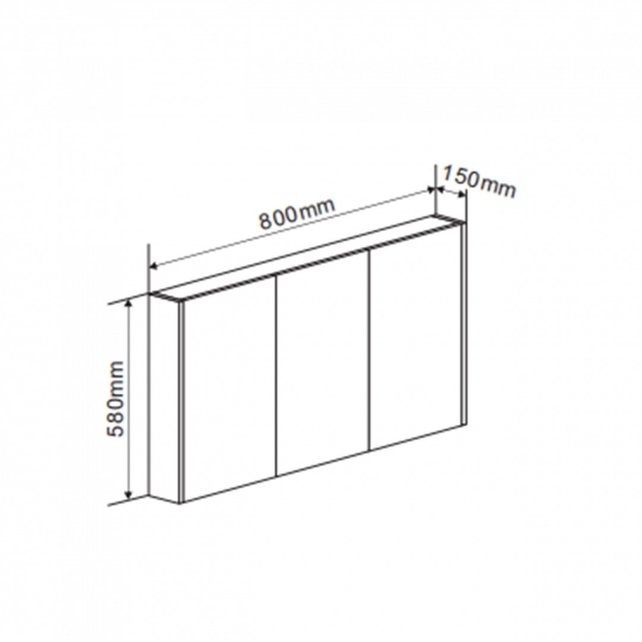 Spiegelkast Dahlia Wit 90x60x15cm 3 deurs met legplanken