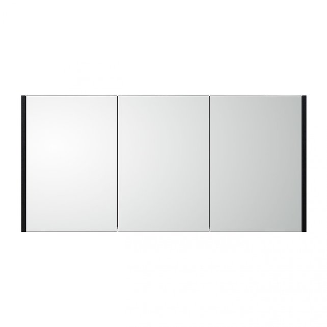 Spiegelkast Dahlia Diamond 120x58x15cm Zwart 3-deurs met legplanken