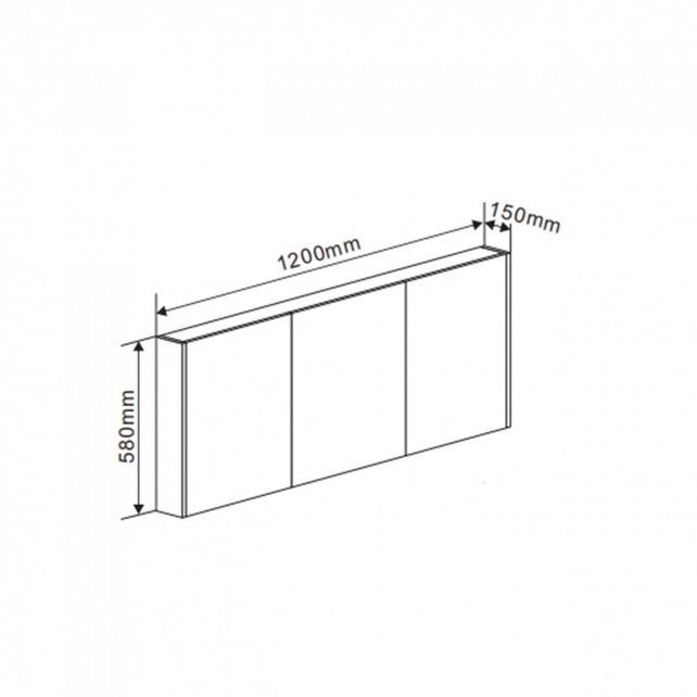 Spiegelkast Dahlia Wit 120x60x15cm 3 deurs met legplanken