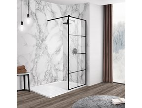 Inloopdouche Florence 80x200cm Zwart Mat Raster Easy Clean 8mm veiligheidsglas Aluminuim profiel Nano-Coating