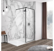 Inloopdouche Modena 60x200cm Mat Zwart Profiel Rondom Antikalk Helderglas 8mm Veiligheidsglas Easy Clean