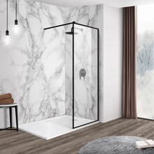 Inloopdouche Modena 100x200cm Mat Zwart Profiel Rondom Antikalk Helderglas 8mm Veiligheidsglas Easy Clean