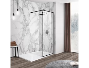 Inloopdouche Modena 100x200cm Mat Zwart Profiel Rondom Antikalk Helderglas 8mm Veiligheidsglas Easy Clean