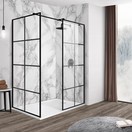 Inloopdouche Set Florence 120x90cm Zwart Mat Raster 200cm Easy Clean 8mm veiligheidsglas Aluminuim profiel Nano-Coating